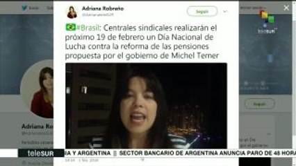 Brasil: centrales sindicales llaman a Día Nacional de Lucha el 19 feb.