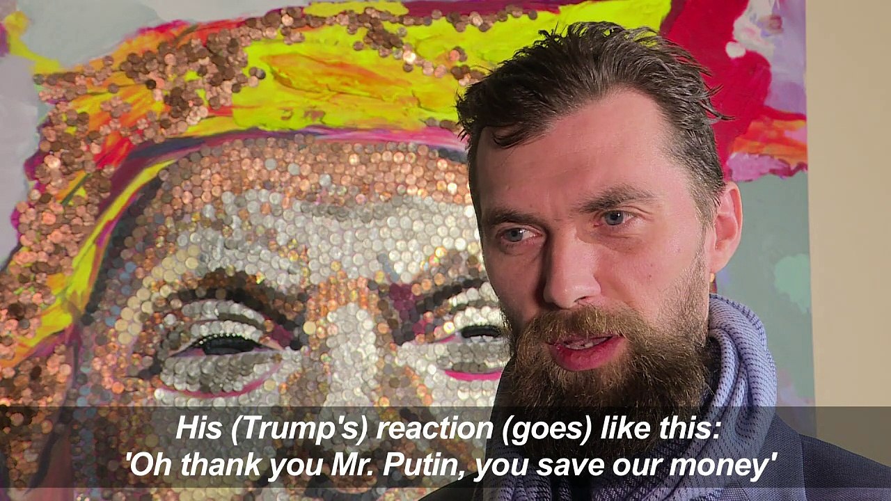 Ukrainian artists make portrait of "cheap" Trump out of coins