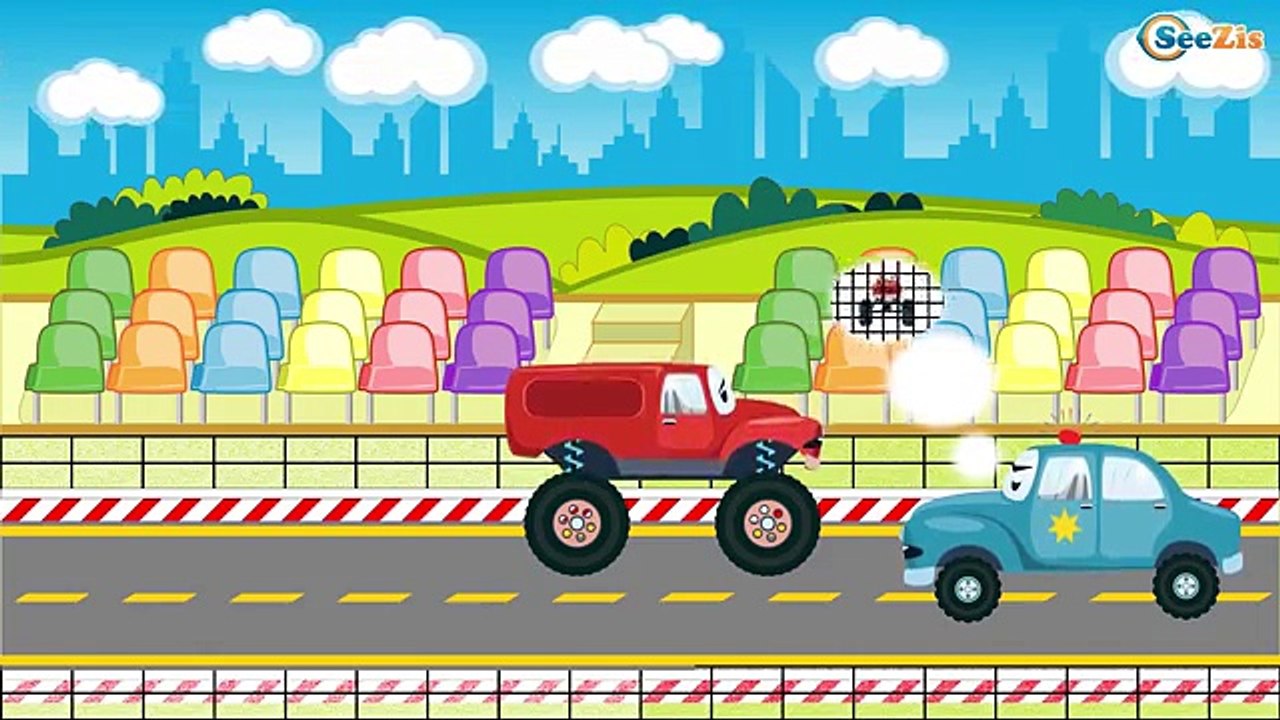 Vidéo éducative pour les enfants. Voiture de police - Dessins animés pour bébés