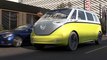 Volkswagen Showcar I.D. BUZZ Driving in Los Angeles Downtown