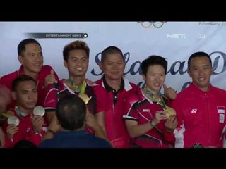 Kemeriahan Menyambut Kedatangan Tontowi Ahmad dan Lilyana Natsir