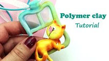 Polymer clay (Fimo soft) pendant- Tutorial- Cat at the window