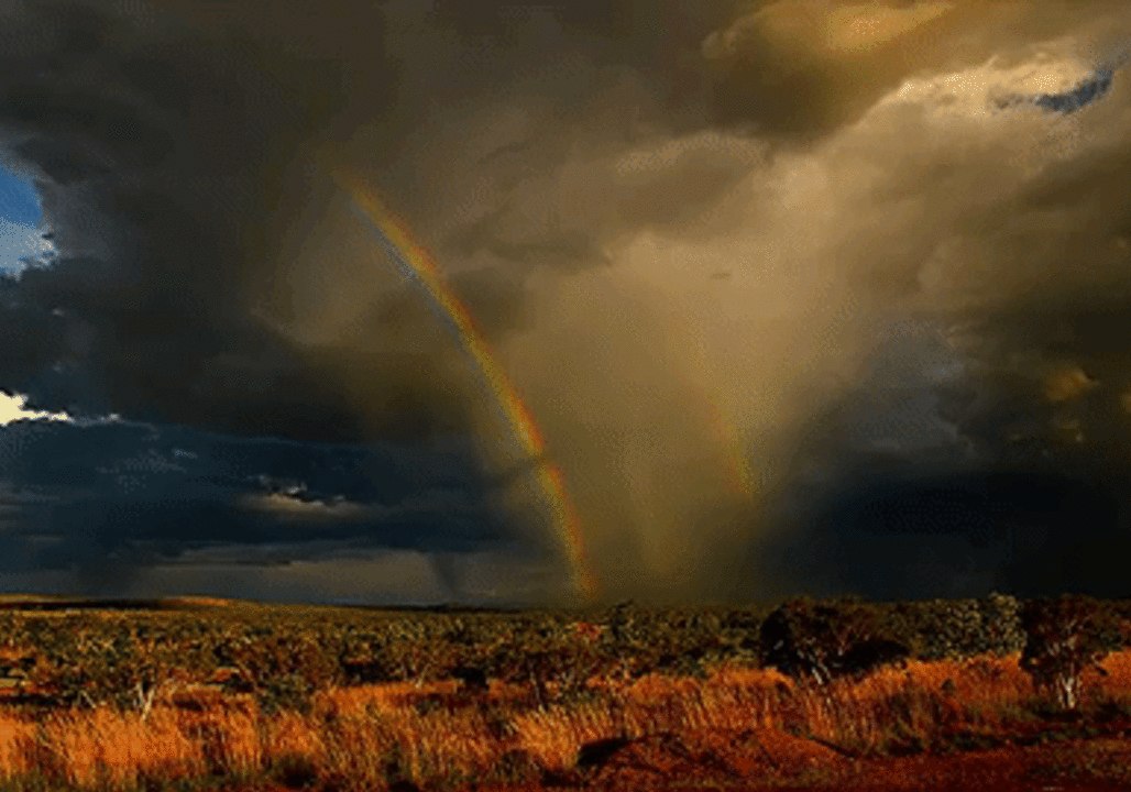 Stunning Double Rainbow Forms Over Kimberley, Western Australia