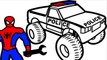 Spiderman Repair Police Monster Truck Coloring Pages for Kids Coloring Book Kids Fun Art