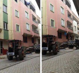 Traktörlü İnşaat Asansörü Görenleri Şaşırttı