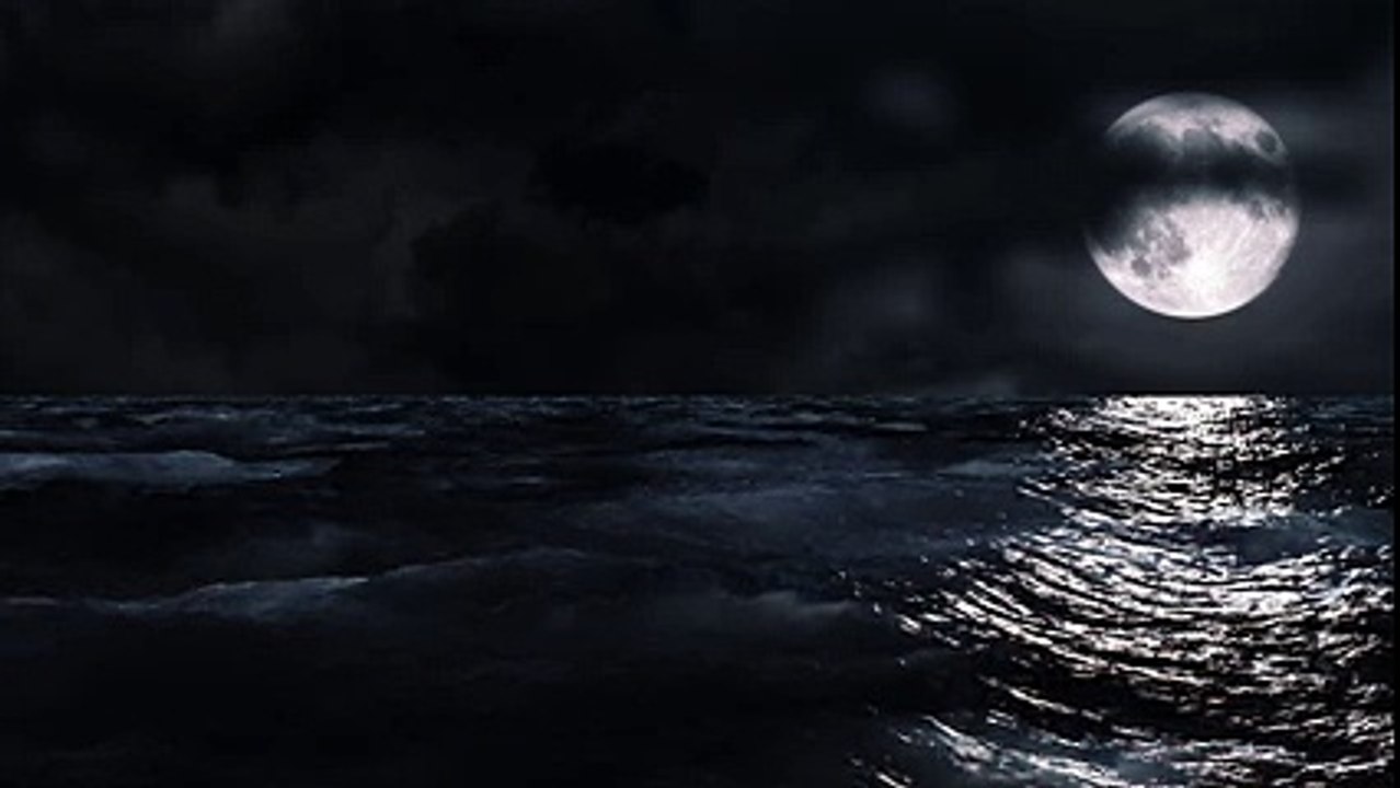 Moon Over Sea at Night Free Stock Video Footage Download Clips