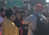 Man Wearing Trump Hat Confronts Counter-Protesters at San Diego 'Patriot Picnic'