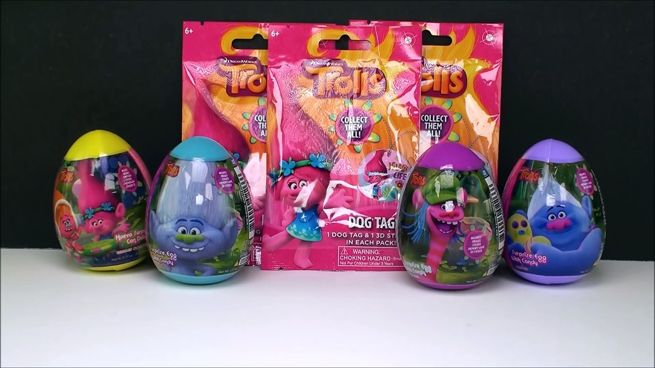 Dreamworks Trolls Plastic Surprise Easter Eggs Dog Tags Blind Bags Bulls I Toy Fun Surprises Kids