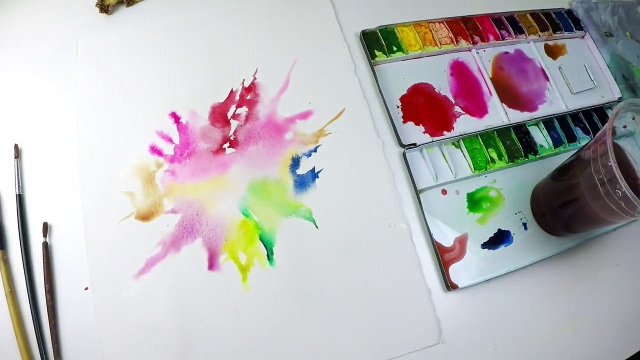 Splatter Punch : Wet in wet Watercolor Technique