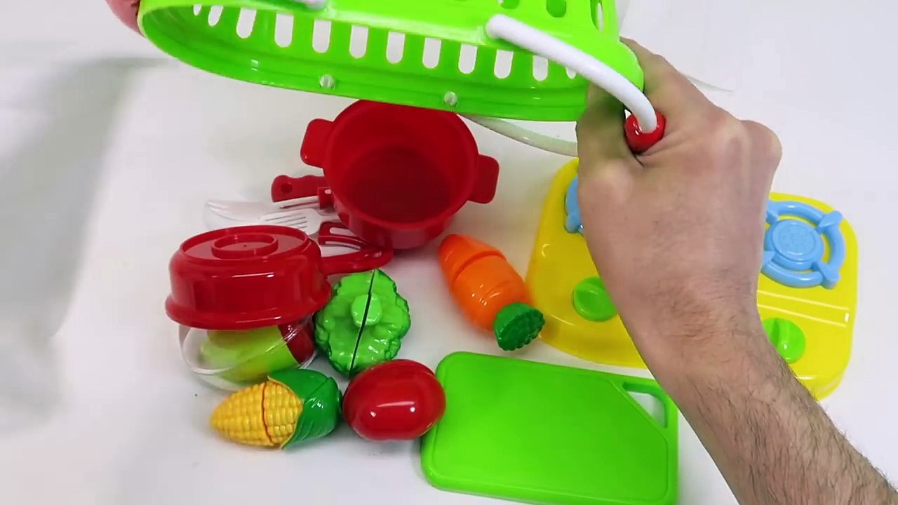 Toy Kitchen Cooking Stove for Children Cutting Fruits Vegetables Videos