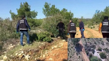 Drone ve narkotik köpeği destekli aramalarda ormana gizlenen uyuşturucular ele geçirildi