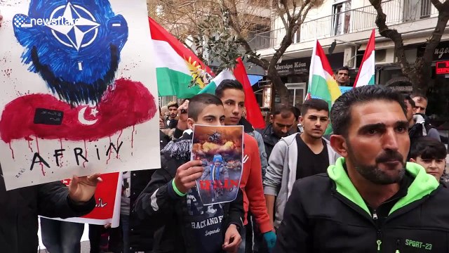 Greece’s Kurds protest against Turkish government’s Syrian offensive