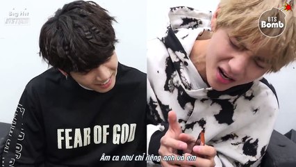 [Vietsub][BANG TAN BOMB] 180204 V&Jungkook Singing at standby time [BTS Team]