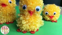 Easy Pom Pom Chicks DIY - How to make a pom pom with Fingers - Easter DIY