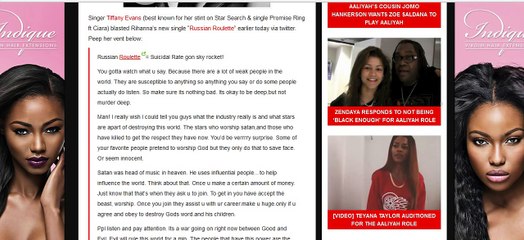 Tiffany Evans Exposes Rihanna as a Devil Worshipper who Sold Her Soul for Fame and Fortune!