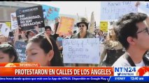 Cientos de manifestantes marcharon en Los Ángeles en rechazo a la propuesta migratoria de Trump