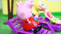 Pig Peppa Pig and George Polly Pocket Play in Pool House Full Pig Family