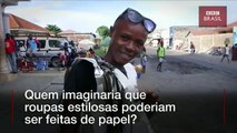 Estilista do Congo faz sucesso com roupas de papel