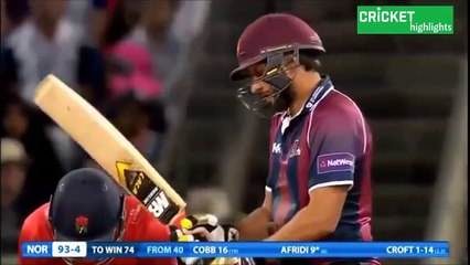 Shahid Afridi nearly broke the finger of James Faulkner in Natwest T20 Blast