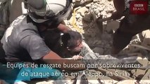 O dramático resgate de menino sob escombros após bombardeio na Síria