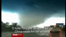 Casa levanta voo em passagem de tufão pelo sul da China