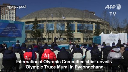 IOC chief unveils Olympic Truce Mural in Pyeongchang