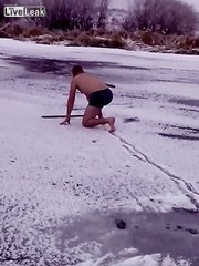 Brave Man Rescued Dog from Frozen Water