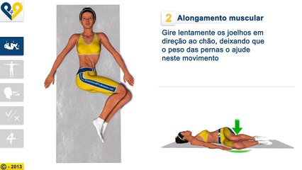 Alongamento lombar com rotação dos joelhos