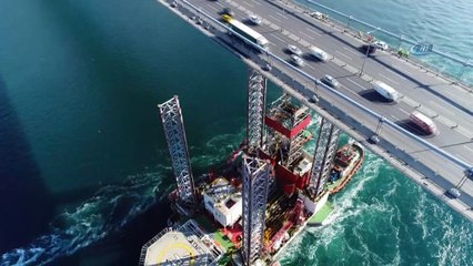 Dev platformun FSM Köprüsü'nün altından geçişi havadan görüntülendi