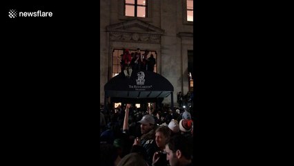 Ritz-Carlton awning collapses with Eagles fans on top