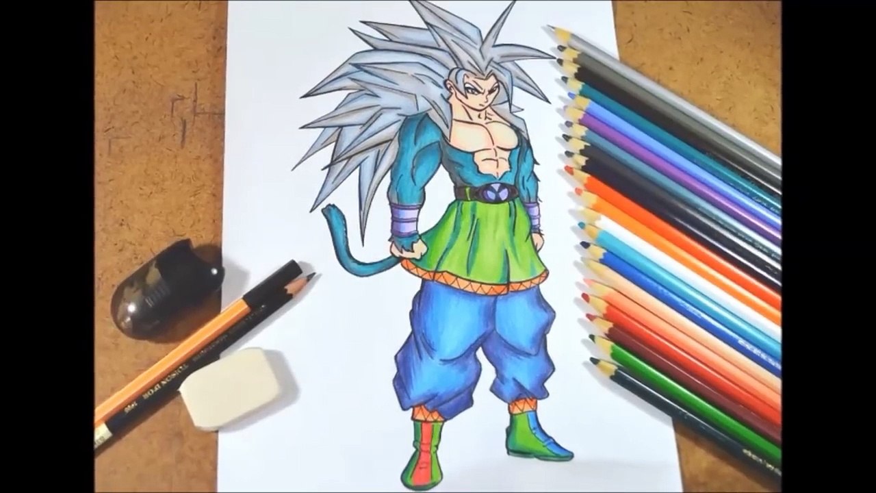 Desenho do goku super sayajin 5 para colorir - Como desenhar