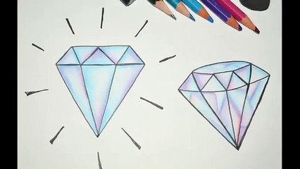 Como desenhar DIAMANTES simples - passo a passo