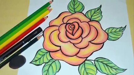 Como desenhar e pintar uma Rosa -  passo a passo