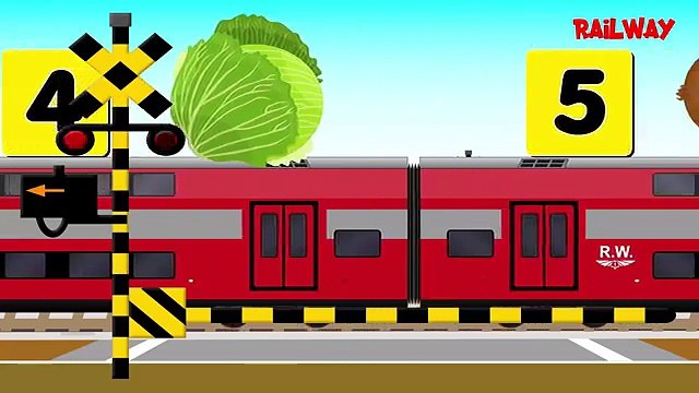 踏切 アニメーション 果物 - 数を英語でカウントする知育アニメ - 面白いアニメ -【子供向け動画】