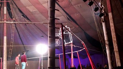 Girl Riding Worlds Smallest Bicycle on Rope