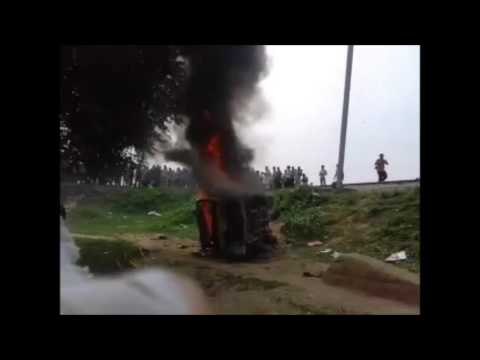 Train hit school van on Unmanned crossing in bhadohi, 7 children death