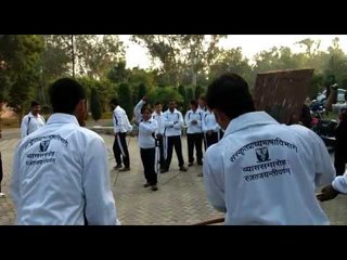 Students doing yoga for fit body in UP