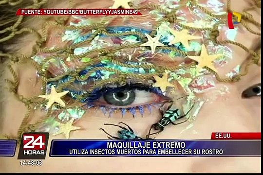 EEUU: artista utiliza insectos disecados para maquillarse