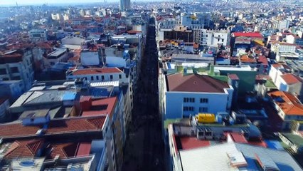 Yeni yüzüne kavuşan İstiklal Caddesi havadan görüntülendi