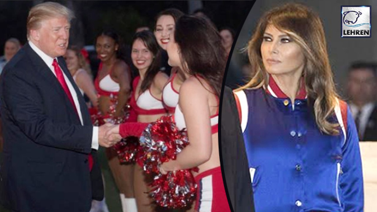 Donald Trump Left Behind Melania Trump & While Greets Group Of Cheerleaders