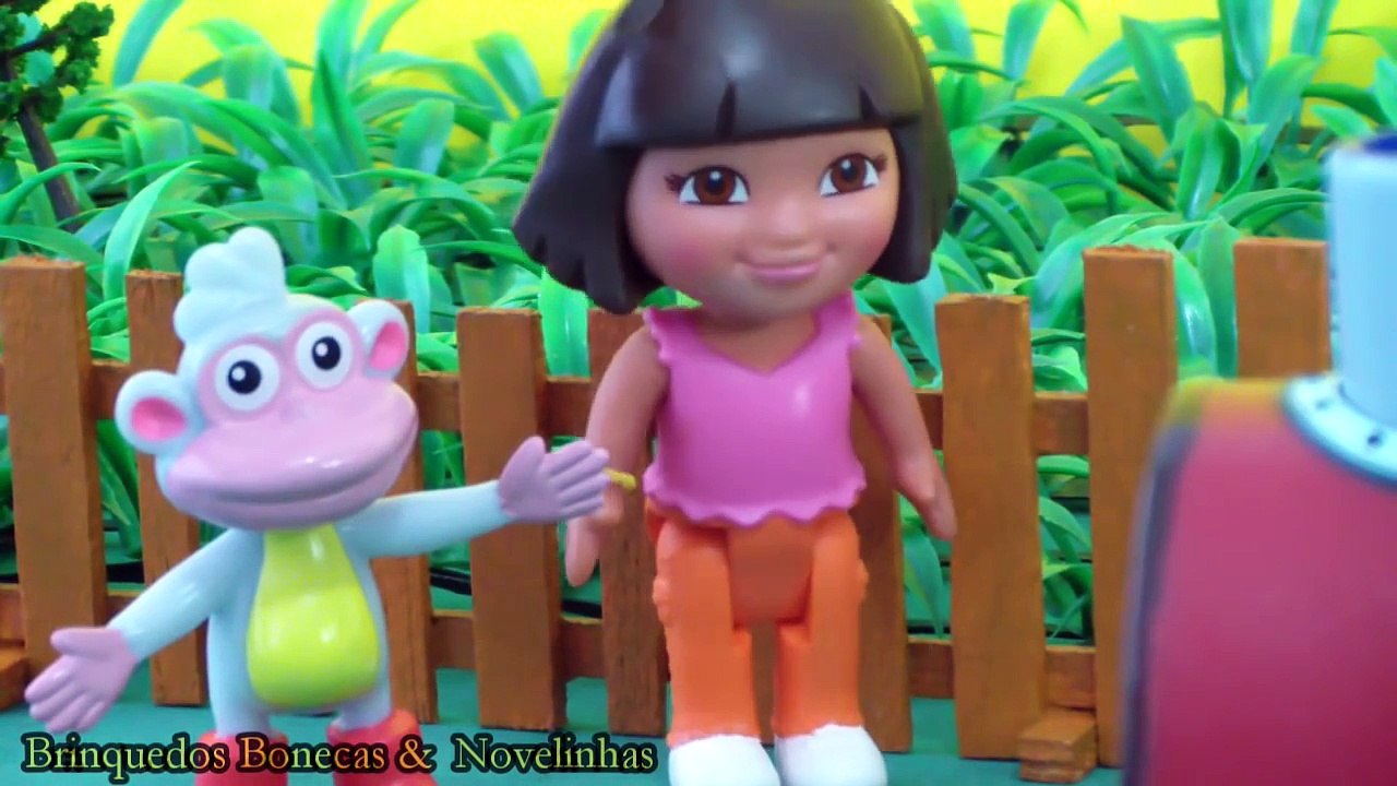 Pig George da Família Peppa Pig conhece a Fazenda do Caillou junto com a Dora Aventureira
