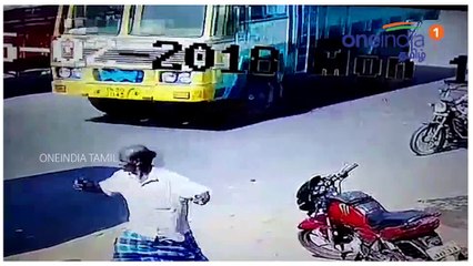 பெண் மீது ஏறிய லாரி...கொடூர விபத்து- வீடியோ