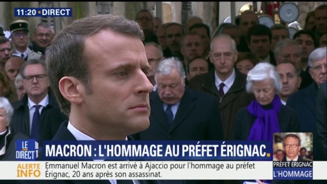 À Ajaccio, Emmanuel Macron observe une minute de silence en hommage au préfet Érignac, 20 ans après son assassinat
