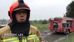 Les pompiers en intervention pour un incendie dans une habitation de Thimister-Clermont