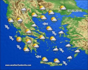 Η πρόγνωση του καιρού για την Τετάρτη 7-2-2018