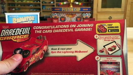 Mattel Disney Cars 2016 Daredevil Garage Spin Out Lightning McQueen Promotion Box Poster