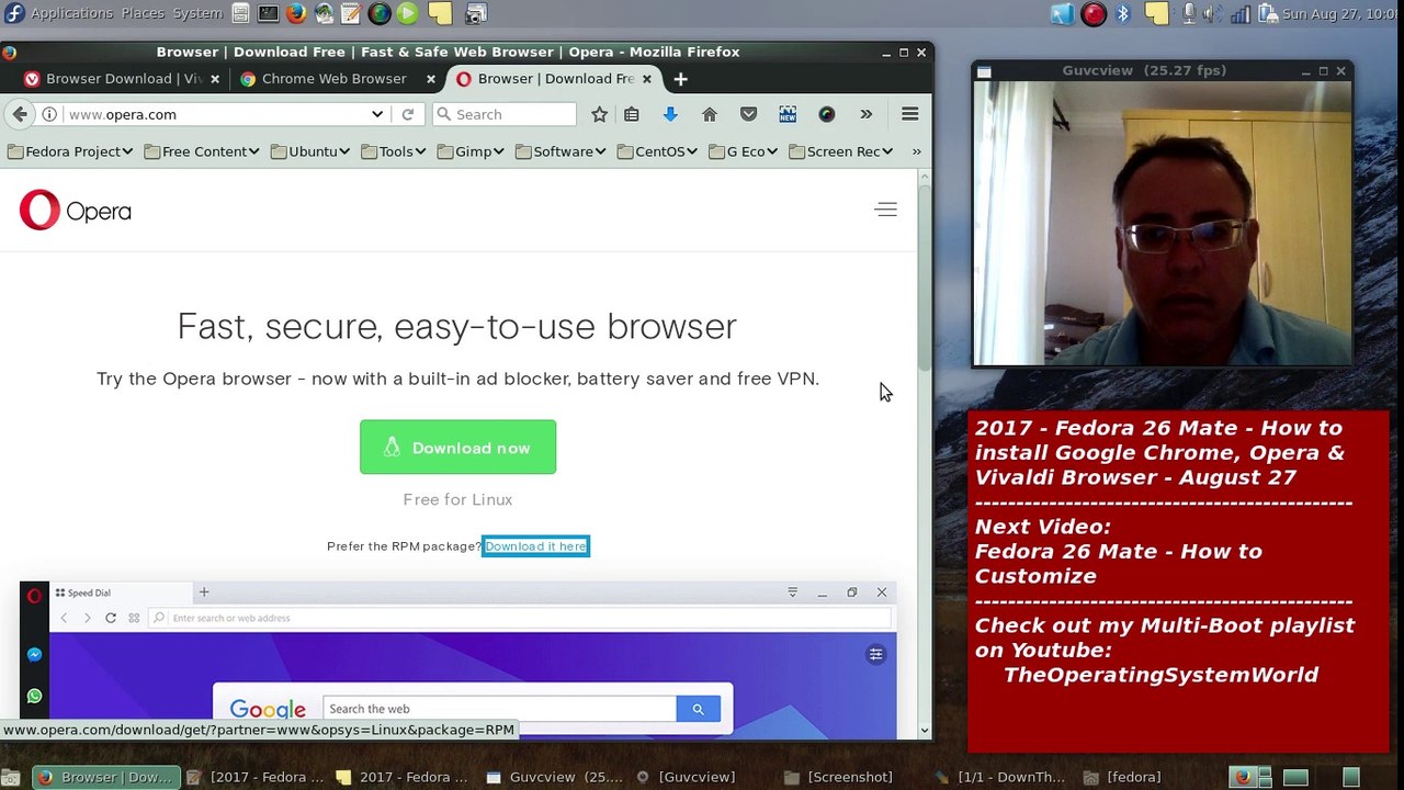 2017 - How to install Google Chrome, Opera & Vivaldi Browser on Fedora 26/27 Mate - August 27
