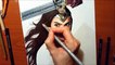 Drawing Wonder Woman with colored pencils