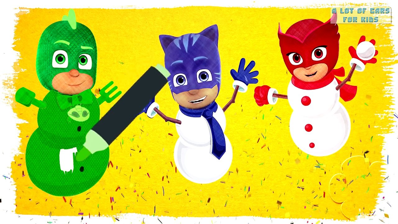 PJ Masks as Snowman Fun Coloring Pages | Learn Colors Learning Videos for Toddlers