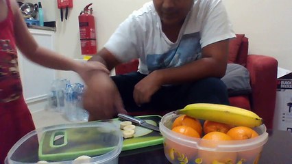 Makeing a Fruit salad with my daughter- First Attempt to Vlog